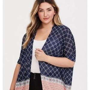 NWT Torrid Border Print Open Cardigan Over Piece Size 2